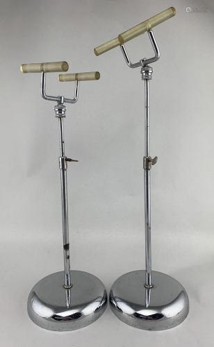 Pair Vintage Chrome Lucite Store Display Stands