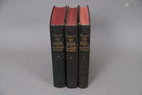 GUERRE 14/18 – LA GUERRE du DROIT. 3 volumes reliés. Illustr...