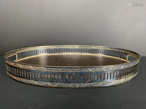 Edwardian Silver Plated Gallery Serving Tray