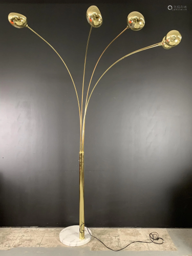 Mcm Brass Marble Guzzini Style Arch Floor Lamp