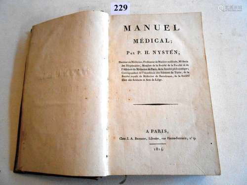 MANUEL MEDICAL et PHARMACOLOGIQUE par NYSTEN membre de la SO...