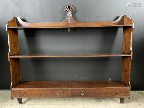 Antique Georgian Carved Wall Shelves With Drawers