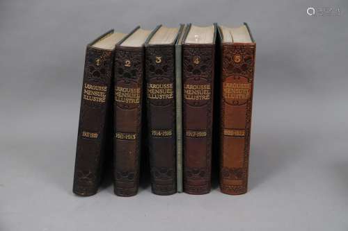LAROUSSE MENSUEL illustré ANNEES 1907 à 1922. En 5 volumes r...