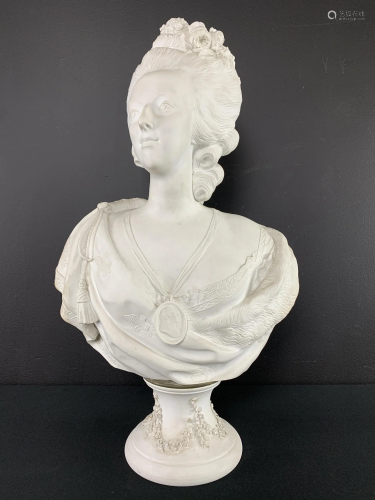 Bisque Porcelain Bust, Marie Antoinette, Lecomte