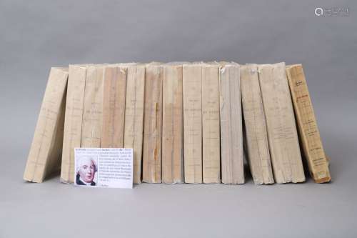 Lot de 13 volumes brochés des ŒUVRES de BUFFON. Gravures sur...