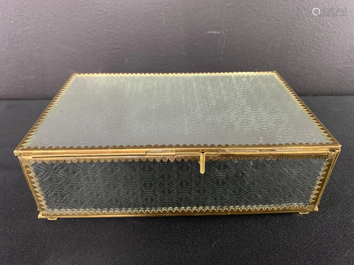 Hollywood Regency Style Mirrored Brass Vanity Box