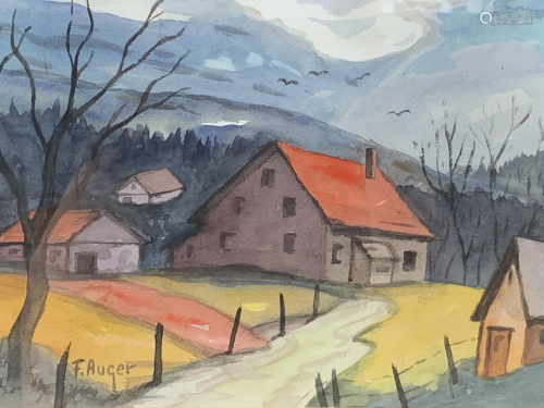 Signed Fernand Auger Landscape Watercolour
