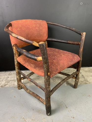 Old Hickory Hoop Bark-on Upholstered Armchair