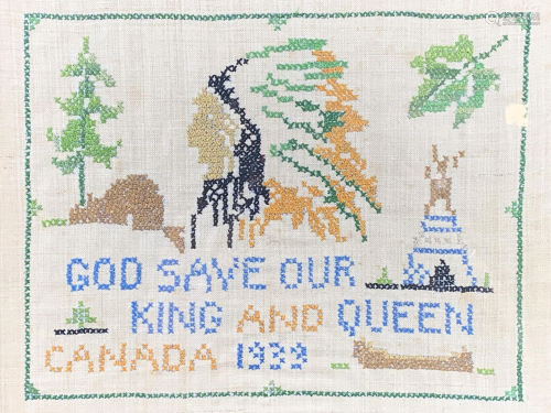 Vintage 1939 Canada Sampler With Indian Chief