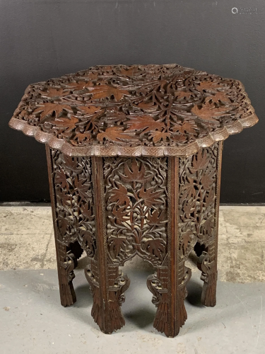 19th C Anglo Indian Fretwork Octagonal Table