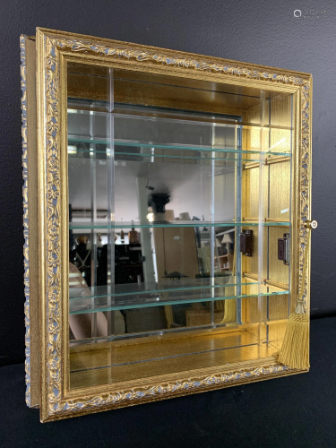 Vintage Gold Italy Mirrored Wall Curio Cabinet
