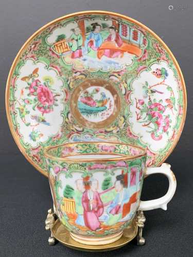 Chinese Famille Rose Teacup And Saucer