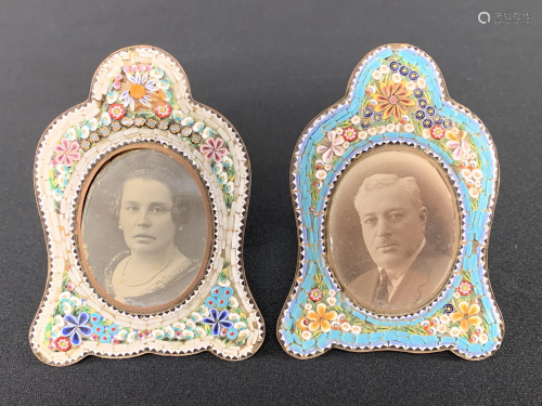 Two Victorian Italy Micro Mosaic Picture Frames