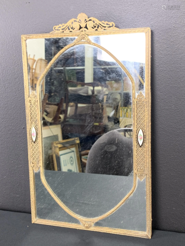 Vintage French Brass Vanity Dressing Mirror