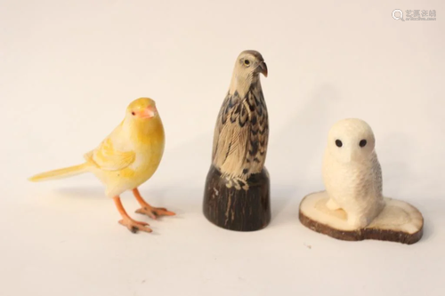 Antique Three Carved Birds Collections