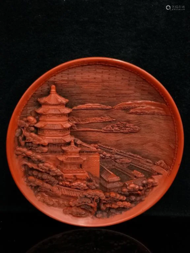 Chinese Red Cinnerbar Plate