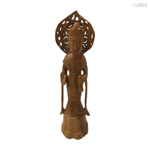 Chinese Wood Standing Buddha