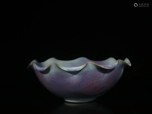 Chinese Jun Ware Bowl in Lotus Shape