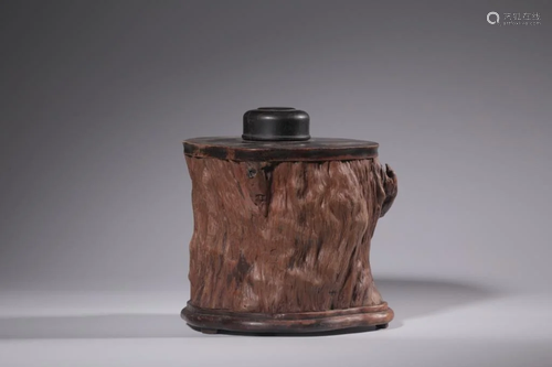 Chinese Burl Wood Tea Caddy w Zitan Wood