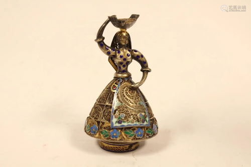 Enamel Silver Filigree Miniature Figural