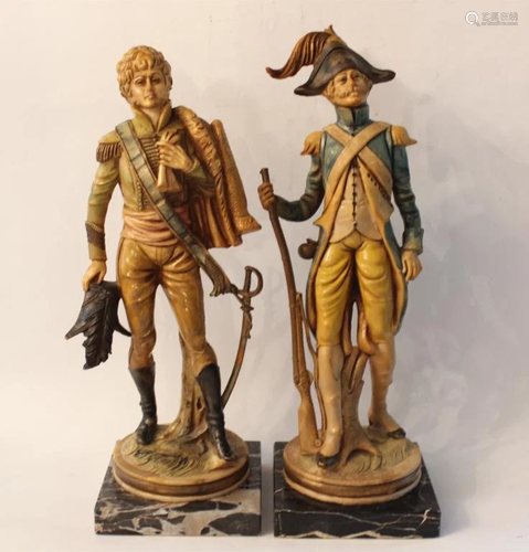 Pair of French Soldier Statue