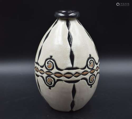 Vase Boch kéramis en grès émaillé de style africaniste. D891...