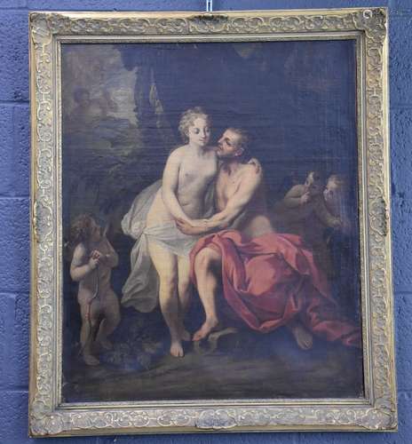 Allégorie de l’ amour. Huile sur toile XVIIIème siècle. Dime...