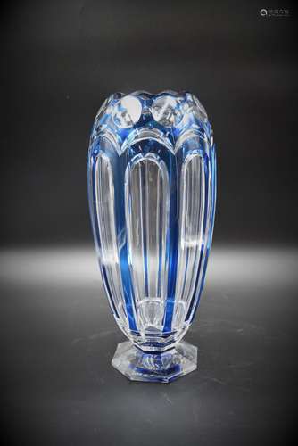 Vase ‘ADP9’ Val St Lambert Cristal incolore doublé bleu, Cré...