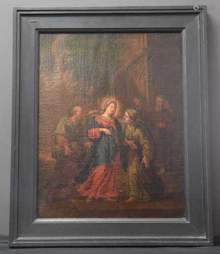 La visitation de la vierge. Ecole anversoise XVIIème sur toi...