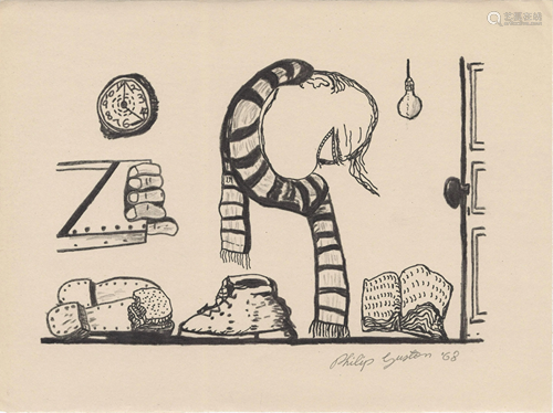 PHILIP GUSTON - Untitled - Charcoal and ink drawing on