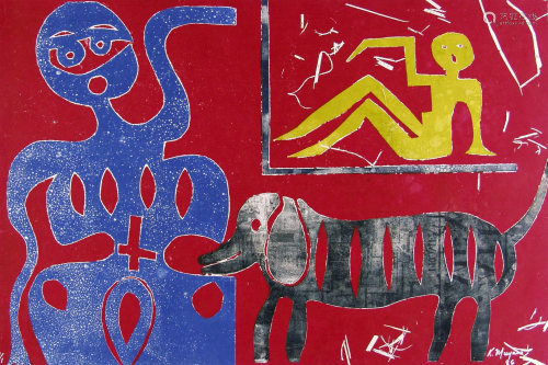 KARIMA MUYAES - My Dog and Portrait - Stencil monoprint