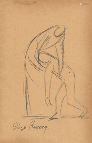 DIEGO RIVERA - Dos figuras - Pencil drawing on paper