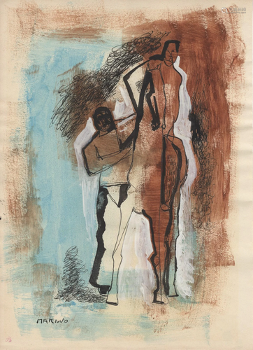 MARINO MARINI - Giocolieri e Cavallo - Gouache,