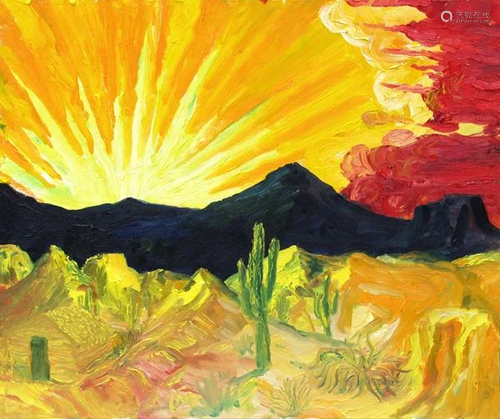 MARTIN DEANE COPPINGER - Desert Ablaze - Oil on board