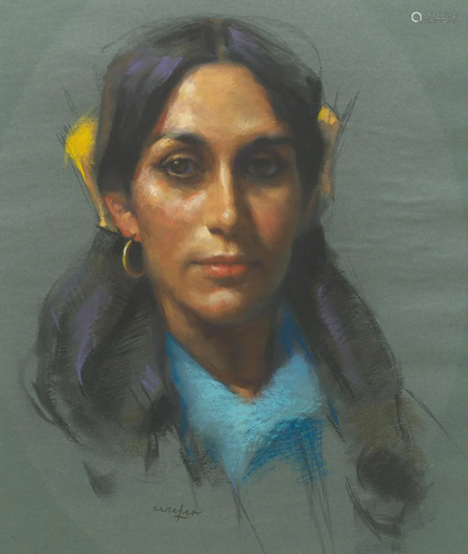 WALTER UFER - Taos Beauty - Pastel on paper