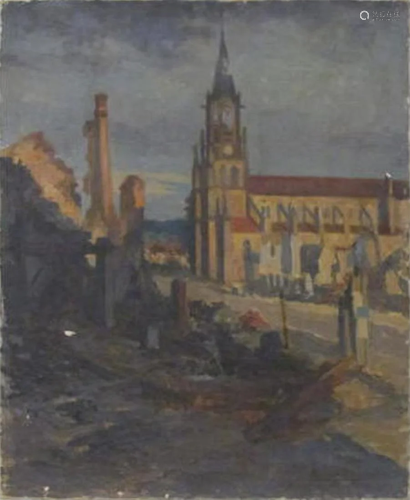 GEORGES PLASSE - Eglise au Baccarat - Oil on canvas