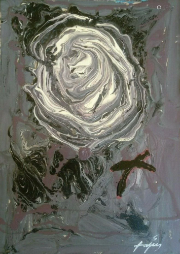 ANTONI TAPIES - La Rosa - Mixed media on panel