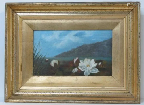 JOHN LAFARGE - Water Lilies - Oil on panel