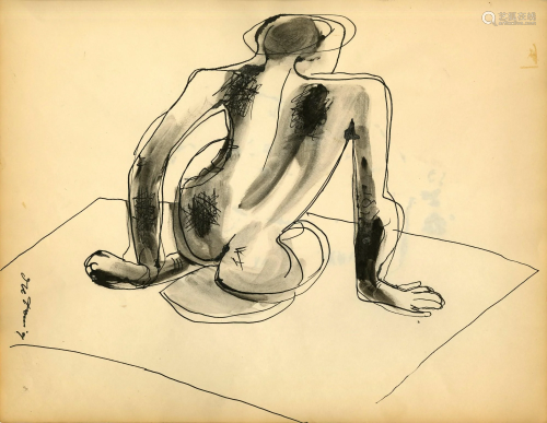 WILLEM DE KOONING - Nude Composition - Ink and wash