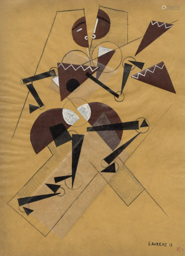 HENRI LAURENS - Figure cubiste dansante - Papier colle