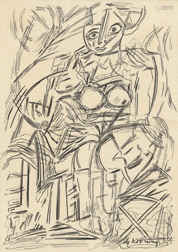 WILLEM DE KOONING - Study of a Woman - Pen and ink