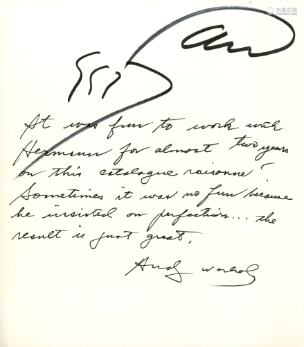 ANDY WARHOL - Warhol/Wunsche #1 - Autograph - ini…