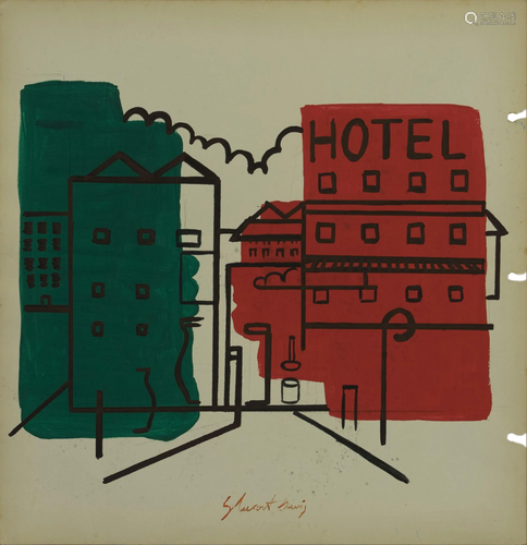 STUART DAVIS - Hotel - Gouache and pencil on paper