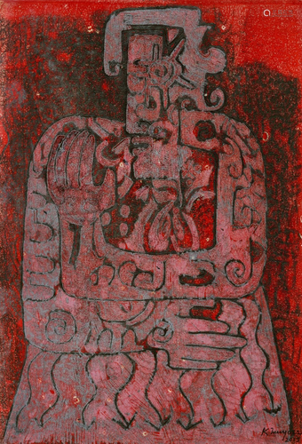 KARIMA MUYAES - Visionary in Red - Color monotype on