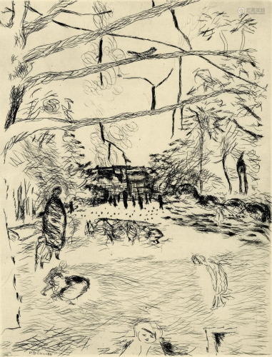 PIERRE BONNARD - Le Parc Monceau - Original etching