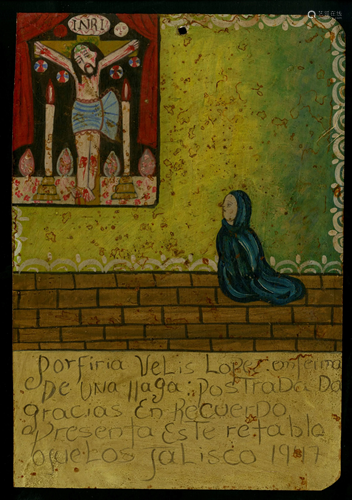 MEXICAN SCHOOL (EX-VOTO ARTIST) 20TH CENTURY - Vintage