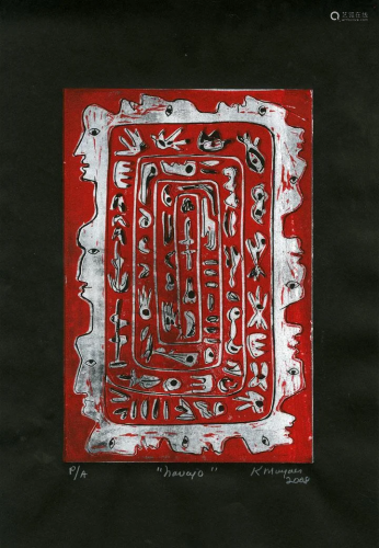 KARIMA MUYAES - Navajo - Color linocut