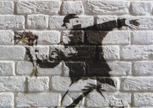 BANKSY - Flower Thrower - Color offset lithograph