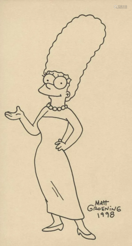 MATT GROENING - Marge Simpson - Original marker drawing