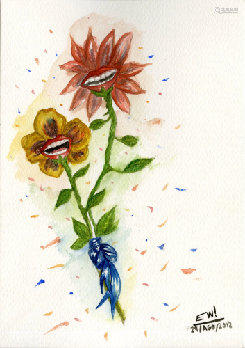 ESTELA WILLIAMS - Two Flowers - Watercolor on paper